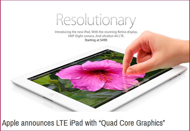 Apple announces LTE iPad with &quot;Quad Core Graphics&quot;